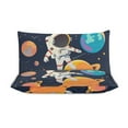 thumbnail image 3 of 3 Pcs Soft Bedding Set, Includes 1 Duvet Cover with Zipper And 2 Pillow,Shams Cartoon Space Astronaut King(102"×90"), 3 of 8