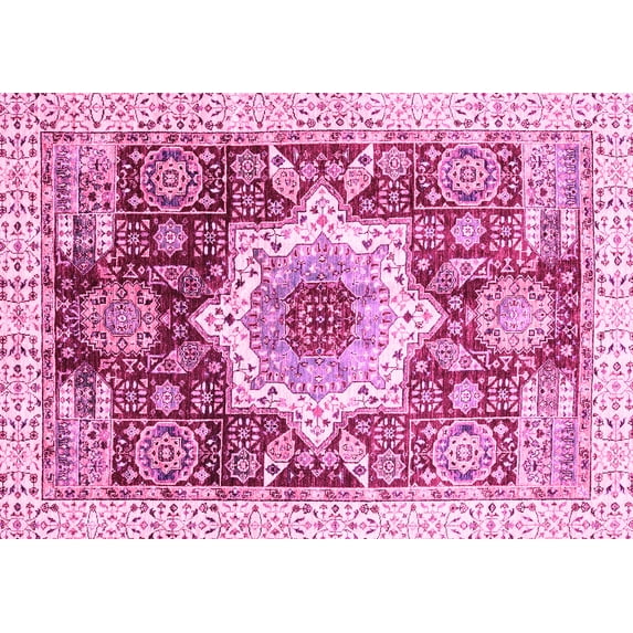 Ahgly Company Indoor Rectangle Abstract Pink Modern Area Rugs, 5' x 7'