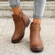 thumbnail image 4 of NECHOLOGY Botas Mujer Adulto Femenino Zapatos Botines de mujer Botas de tobillo para mujer, simples, de color sólido, cómodas, con tacón grueso, de medio cilindro, , de talla grande (Brown, 7), 4 of 6