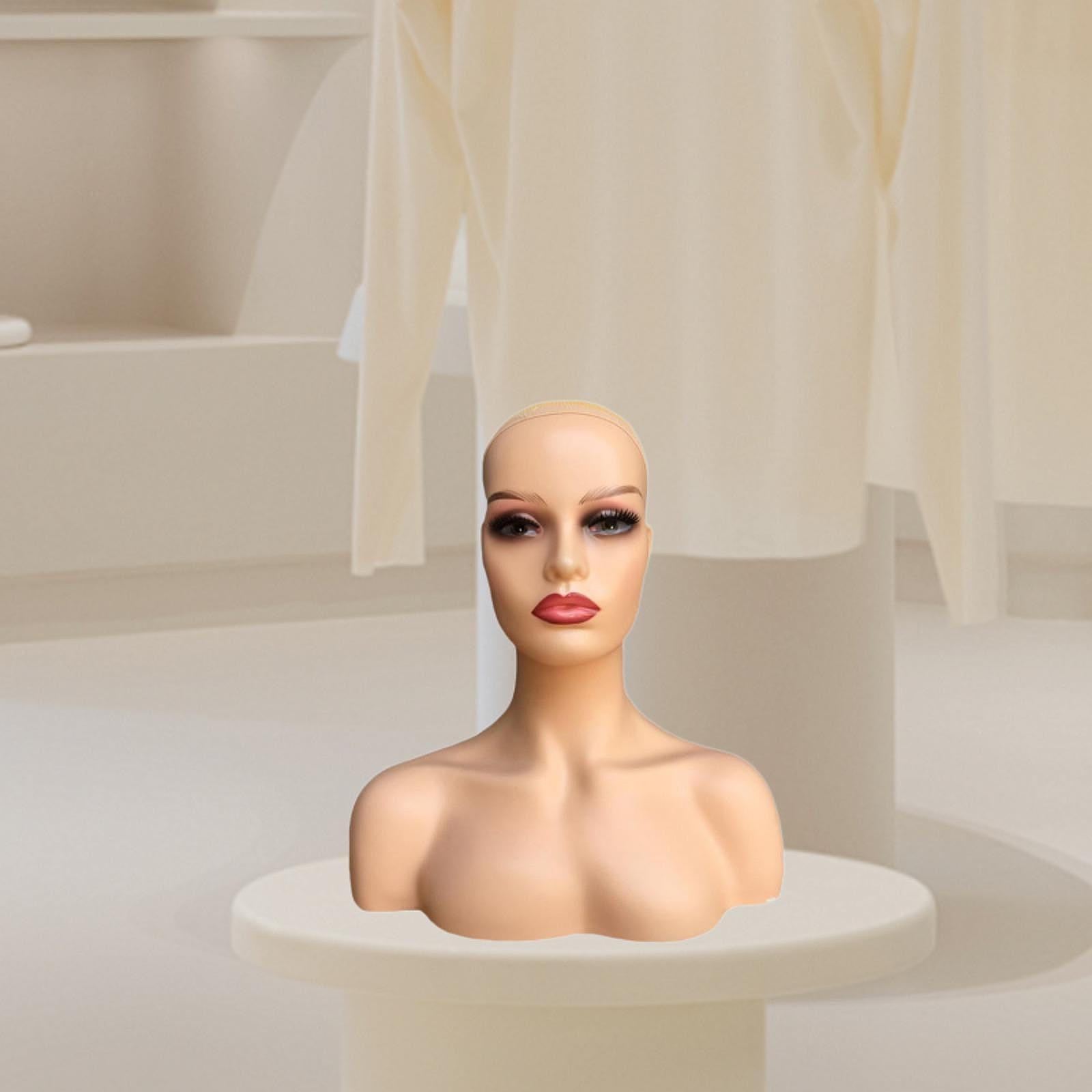 Serenable Female Mannequin Head Manikin Head Circumference 53cm Showing Stand Holder for Earrings Display Home Salon E