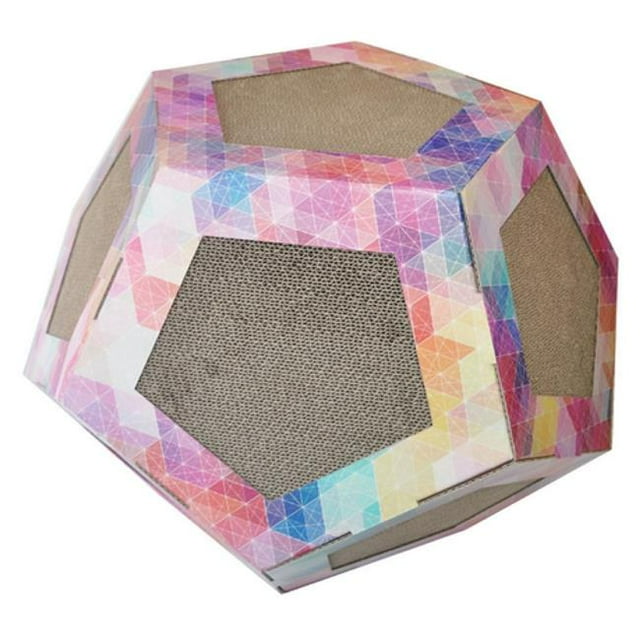 Pet Life CTS2RB Octagon Pet Cat Scratcher Toy & House, Pink Pattern - One Size