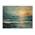 thumbnail image 3 of Designart "Teal Yellow Ocean Charm Pastoral I" Modern Print on Natural Pine Wood, 3 of 5