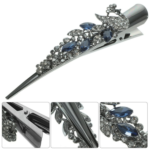 PAMINGONO Duck Bill Hair Clips For Women Silver Rectangle 1Set 5.1x1.2x1.4in