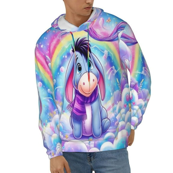 Eeyore Unisex Hoodies 3D Print Hooded Sweatshirt for Men Women, Long Sleeve Fall Pullover Top with Pockets
