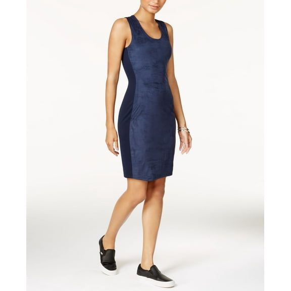 Armani Exchange Faux Suede Jersey Dress Navy XS