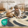 thumbnail image 4 of ODIKA 4'x6' Washable Area Rug Stain Resistant, Low Pile, Easy Care Distressed Vintage Tonal Faded Interlocking Abstract Brushstroke Refined for Dorm Room, Small Living, 4 of 7