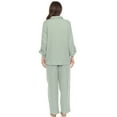 thumbnail image 3 of White Mark Women's 2-Piece Oversize Long Sleeve Button Down Cotton Linen Gauze Lounge Beach Set, 3 of 7