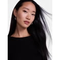 thumbnail image 3 of Scenario Women's Silver‑Tone Ribbed Texture Hoop Earrings, 3 of 4