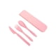thumbnail image 1 of Juego de cubiertos de viaje Toystoory 4 piezas cuchara y tenedor rosa, 1 of 6