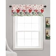 thumbnail image 3 of Valentine's Love Linen Curtain Valance for Bedroom/Bathroom/Kitchen/Office/Living/Dining Room Windows, Plaid Stripes Heart Botanical Leaves Rod Pocket Topper Decorative Cafe Drapes Panel 54"x18", 3 of 6