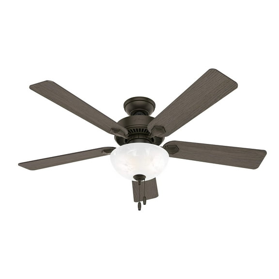 Restored Hunter Fan 52 inch Traditional New Bronze Indoor Ceiling Fan with Light Kit and Pull Chain (Refurbished)