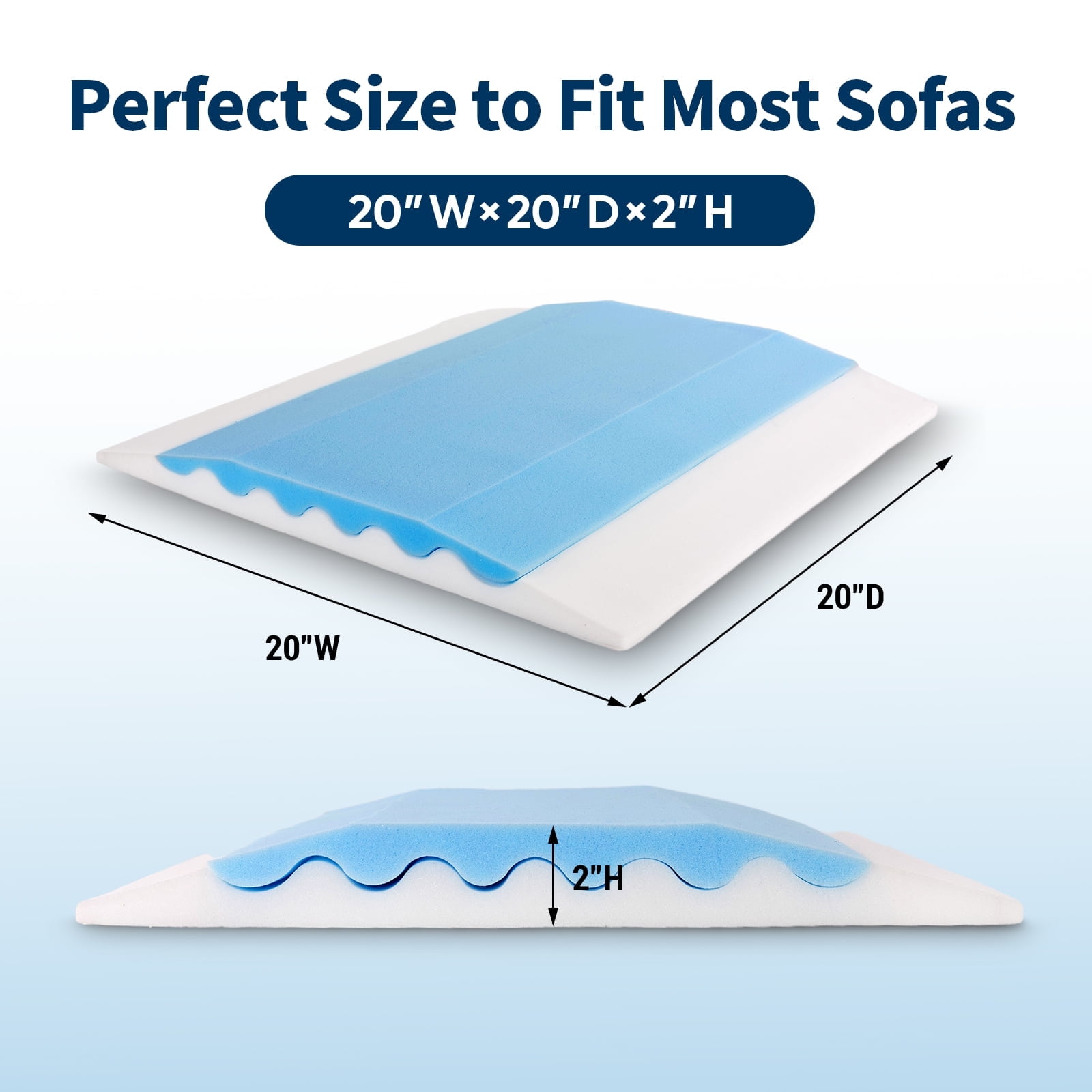 Upgraded Wave Double Layer Sofa Cushion, Couch Support for Sagging Cushions, 22x22x2.4 in, Set of 3