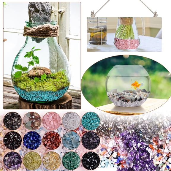 Decorative Stones for Aquarium and Terrarium - Natural Mixed Quartz Stone Gravel 100g 5-7mm for Craft Home and Displays, 100 g, Yellow