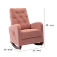 thumbnail image 5 of Rocking Chair with Fabric Upholstery and Button Tufted High Back, Pink, 5 of 5