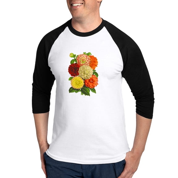 CafePress - Summer Dahlias Baseball Jersey - Cotton Baseball Jersey, 3/4 Raglan Sleeve Shirt