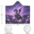 thumbnail image 3 of Purple Roses Dragon Wearable Blanket Hoodies for Women Men Adults Dragon Lovers Warm Soft Starry Sky Fantasy Dragons Hooded Blankets for Sofa Bed Decor Birthday Gifts 50x60 Inch, 3 of 5