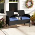 thumbnail image 3 of GVN Outdoor Conversation Sets,Patio Furniture Sets,Patio Loveseat with Built-in Table for Backyard Porch-Navy, 3 of 11