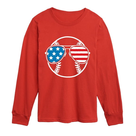 Instant Message - Americana Baseball Long Sleeve Graphic T-Shirt