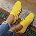 thumbnail image 5 of Domuza Unisex Breathable Hollow Fly Knit Sneakers, Sock Slip On Lace Up Lightweight Flexible Casual Walking Shoes with Two-Tone Non-Slip Outsole Yellow 7（EU-38）, 5 of 8