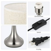 Metal Modern Bedside Lamp with Fabric Shade, Set of 2 - Silver