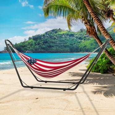 Dextrus Portable Hammock with Stand, Heavy Duty and Waterproof, 12FT, 450lbs Capacity, Red Color, Perfect for Outdoors and Backyard