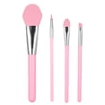 thumbnail image 4 of Juego de 4 brochas de silicona para maquillaje, cabezal suave ideal para base, sombras y rubor, color rosa, ahorra hasta un 50% en cosméticos., 4 of 6