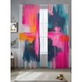 thumbnail image 2 of Pink Teal Black Sheer Curtains 108 Inch Length 2 Panels Set for Living Room/Bedroom, Modern Oil Painting Contemporary Semi Curtain Sheers Drapes Rod Pocket Curtains Window Treatment Set 52''x108''x2, 2 of 7