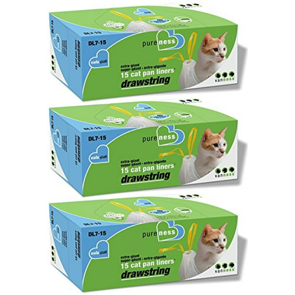 Van Ness DL715 PureNess Extra Giant Drawstring Cat Pan Liner, 45Count