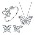 thumbnail image 2 of Censtreet Birthstone Butterfly Necklace Earrings Ring Set 925 Sterling Silver Women Butterflies Pendant Necklace for Birthday Wedding Gift, 2 of 5