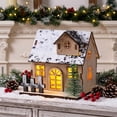 thumbnail image 4 of DIY Christmas House Kit, Lighted Wooden Village Decor, 4.72 Inch Snowy Cottage Model with Glowing Windows Layered Roof Details and A Small Fence, Wooden Craft Pieces with LED Light, 4 of 5