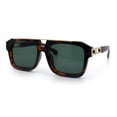 thumbnail image 4 of Mens Euro Mafia Mob Thick Bevel Frame Rectangle Racer Sunglasses [Tortoise Gold - Green], 4 of 8