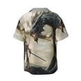 thumbnail image 6 of Lsque Swordsman Cool Dragon print Men's Cuban Collar Short Sleeve Shirt Summer Beachwear Casual Button Down Fashionable Vacation Leisure Shirt-Medium, 6 of 7