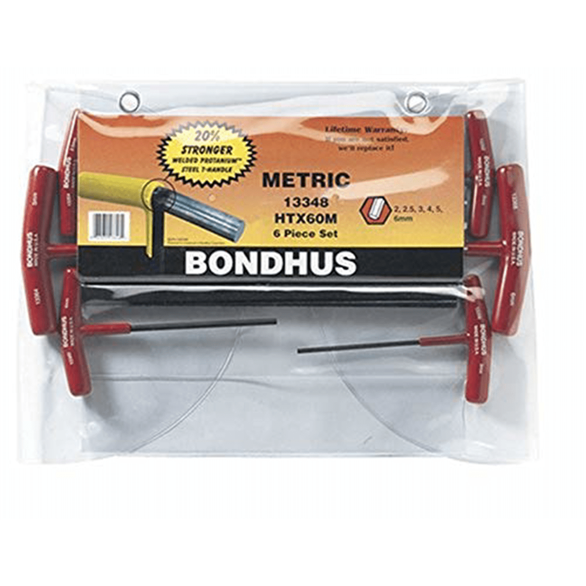Bondhus 13348 6-Piece Graduated Hex T-Handle Wrench Set