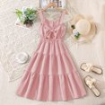 thumbnail image 5 of akafmk Teen Girls Cute Dresses Round Neck Button Down Flowy Tiesred Midi Sundress 7-15 Years, 5 of 7