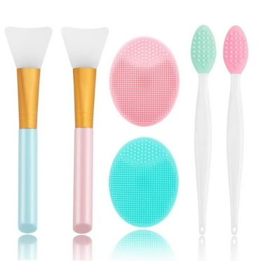Silicone Face Scrubber, 2pcs Exfoliating Lip Brush, 2pcs Face Cleansing Brush,2pcs Silicone Face Mask Brush Exfoliator Blackhead Skin Care Tool