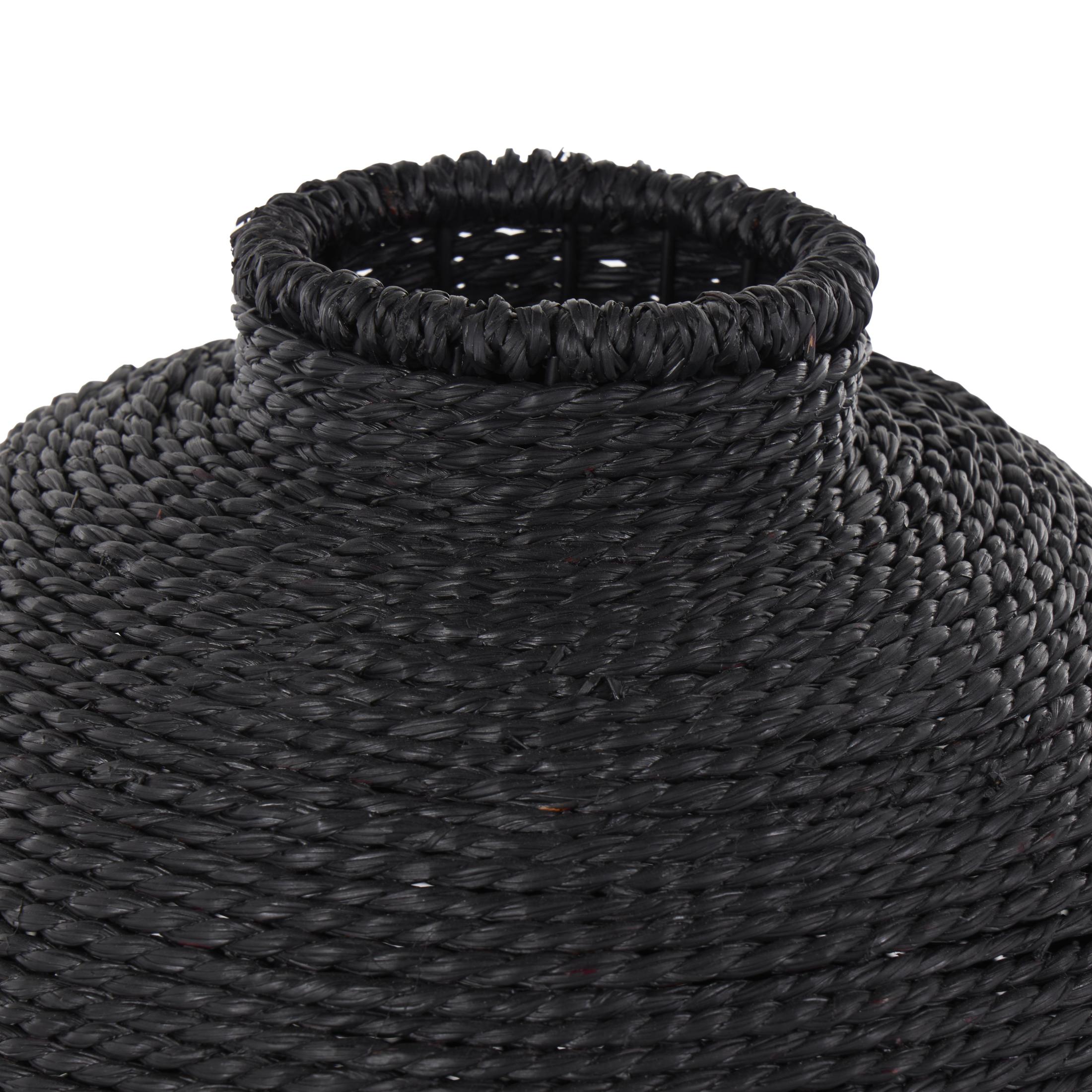 DecMode 13" Handmade Wrapped Pot Black Metal Vase