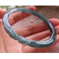 thumbnail image 3 of Icy Blue Water Green Natural A JADE Jadeite Snake Flower Bangle Bracelet 58 mm 692567 TN, 3 of 12