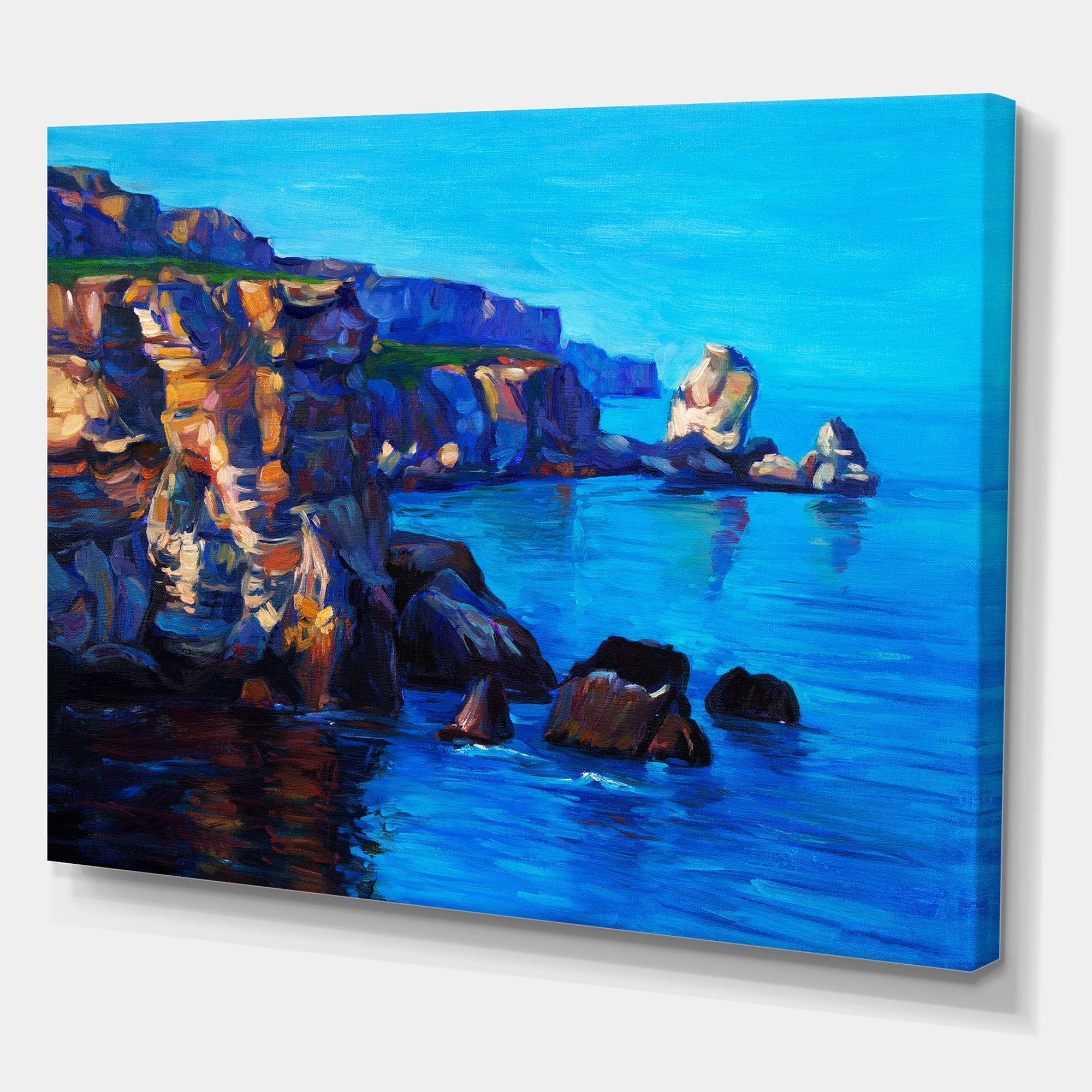 Designart ' The Ocean By Cliffs In The Evening Glow ' Nautical & Coastal Canvas Wall Art Print