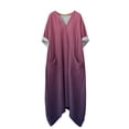 thumbnail image 5 of Gamivast Long Dresses for Women Oversized Baggy V Neck Long Sleeve Flowy Maxi Dress with Pockets Gradient Color Boho Dresses Casual Everyday Beach Dress, 5 of 7