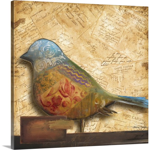 Great BIG Canvas | "Bird of Collage I" Canvas Wall Art - 30x30