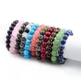 thumbnail image 7 of HOOUN 7.5" Stone Beads Bracelet Elastic Stretch Bangle 8MM 10MM Round Bead Multi-Style-8 MM-Black Rutilated Quartz, 7 of 7