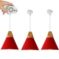 thumbnail image 1 of FSLiving Lampe Suspendue Télécommandée 3 Lumières Lampe Suspendue en Forme de H Style Scandinave pour Cuisine Lampe Suspendue Moderne en Bois et Aluminium Personnalisable - Rouge, 1 of 7