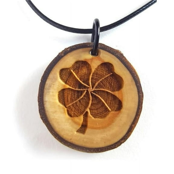 Lyoncraft NKFC01 1.5 in. Four Leaf Clover Wooden Pendant Necklace