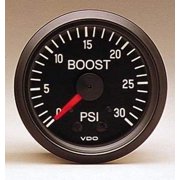 VDO VDO150-052 2.062 in. dia. 0-30PSI Mechanical Cockpit Boost Gauge, Black