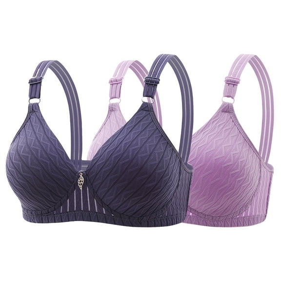 Women's Everyday Bra - 2 Pack Comfy No Underwire Support Push Up Underwear Bra for C Cup/D Cup