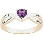 Personalized Sterling Silver Heart Birthstone Class Ring - Walmart.com