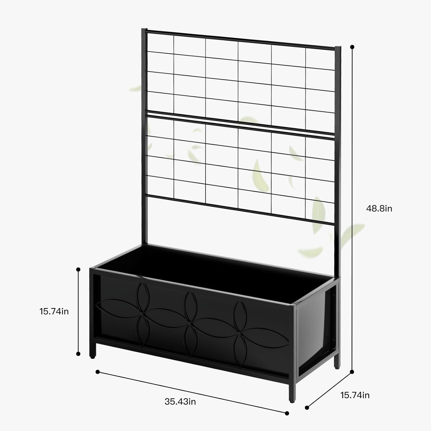 Zhongma Sturdy Raised Garden Bed with Trellis {15.75 x 35.43 x 48.8 in) for Vegetables Flower, Planter Box for Backyard Patio Balcony