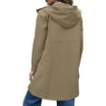 thumbnail image 4 of yardsong Raincoat Women Waterproof Long Hooded Full Zip up Rain Jacket Button Down Trench Coats Windbreaker Travel Jacket 2025 Khaki,L, 4 of 7