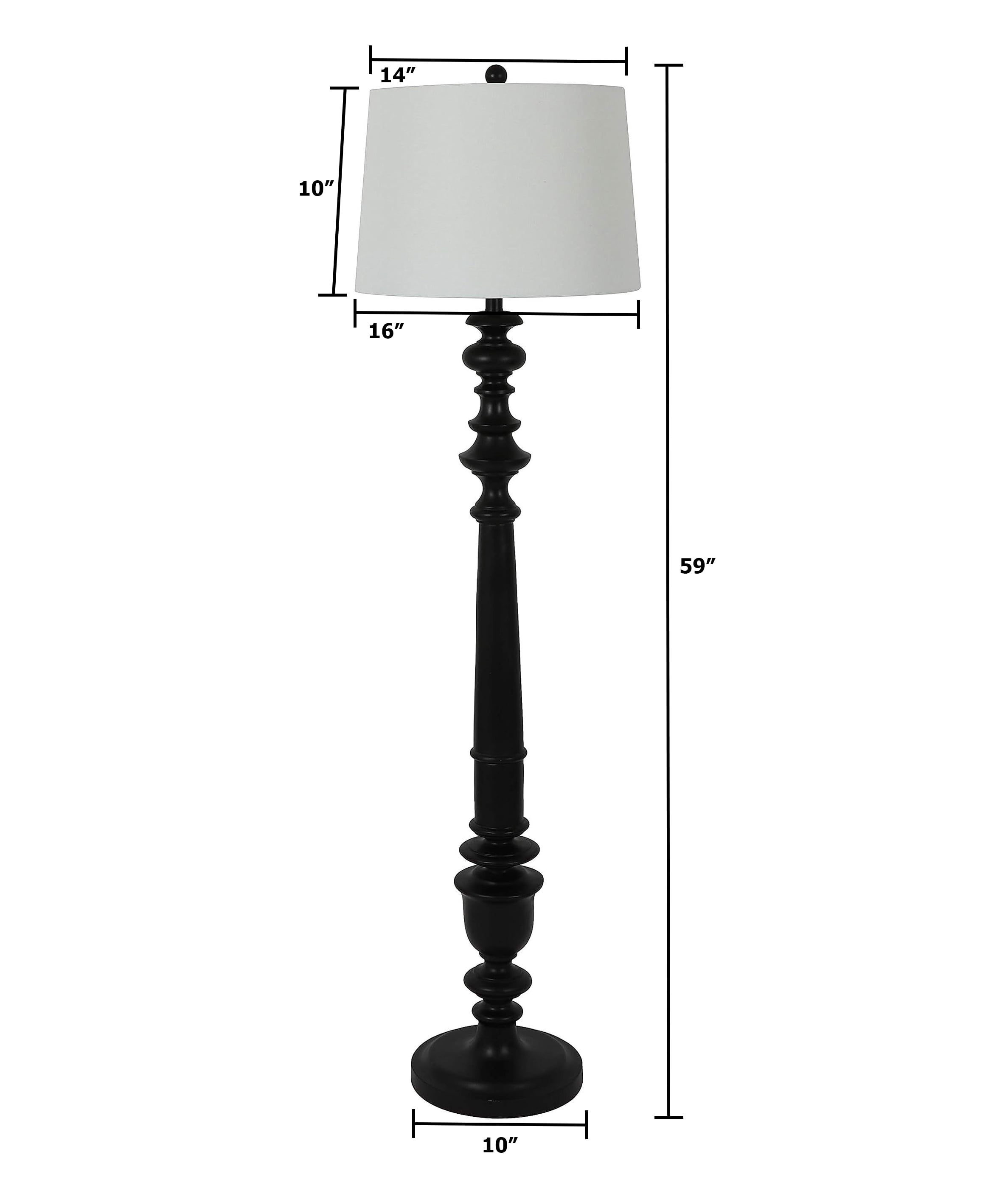 Decor Therapy Benjamin 150W Resin Floor Lamp, Satin Black Finish, 19x19x59 Inches