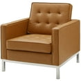 thumbnail image 5 of Tufted Armchair and Loveseat Sofa Set, Faux Leather, Silver Tan, Modern Contemporary Urban Design, Living Lounge Room Hotel Lobby Hospitality, 5 of 6